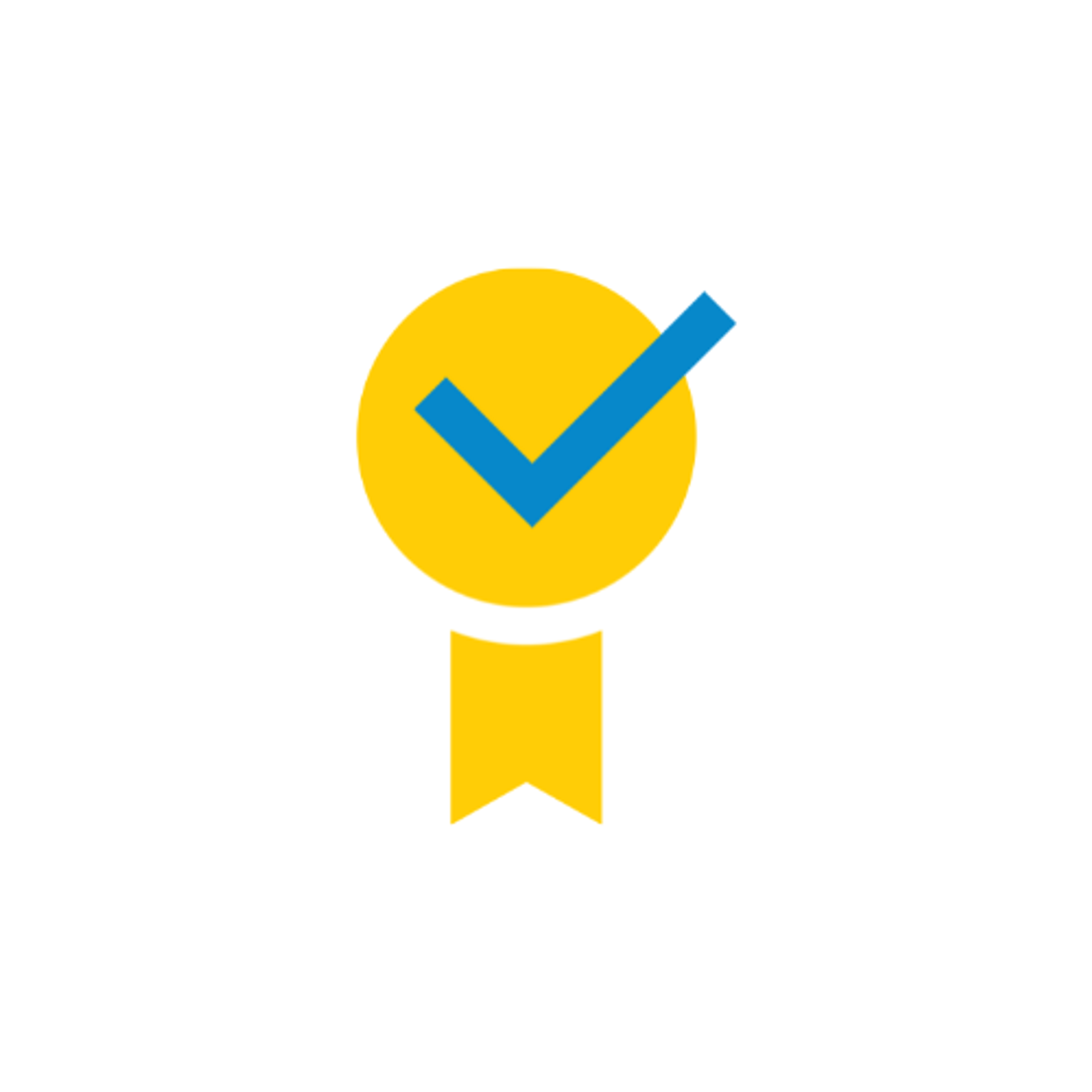 Icon featuring a gold medal with a tick to represent best practice